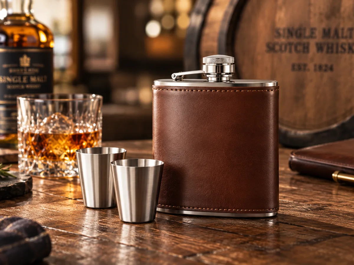 Custom hip flasks for wine and spirits brands