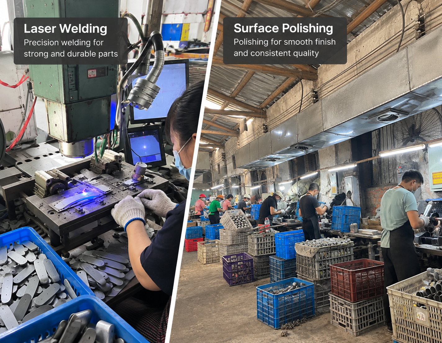 AUGUST custom barware factory and stainless steel production workshop - welding and polishing