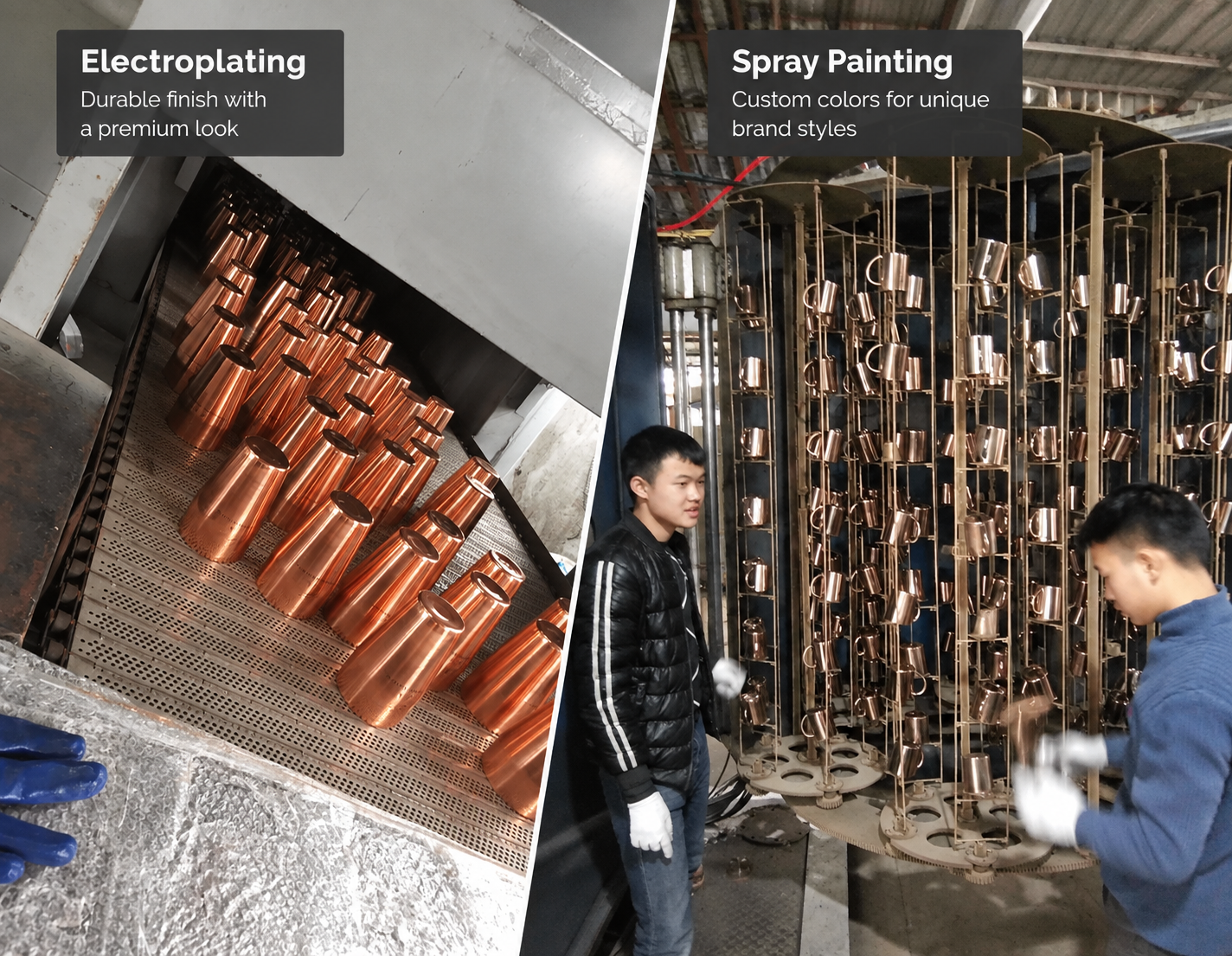 AUGUST custom barware factory and stainless steel production workshop - painting and electroplating