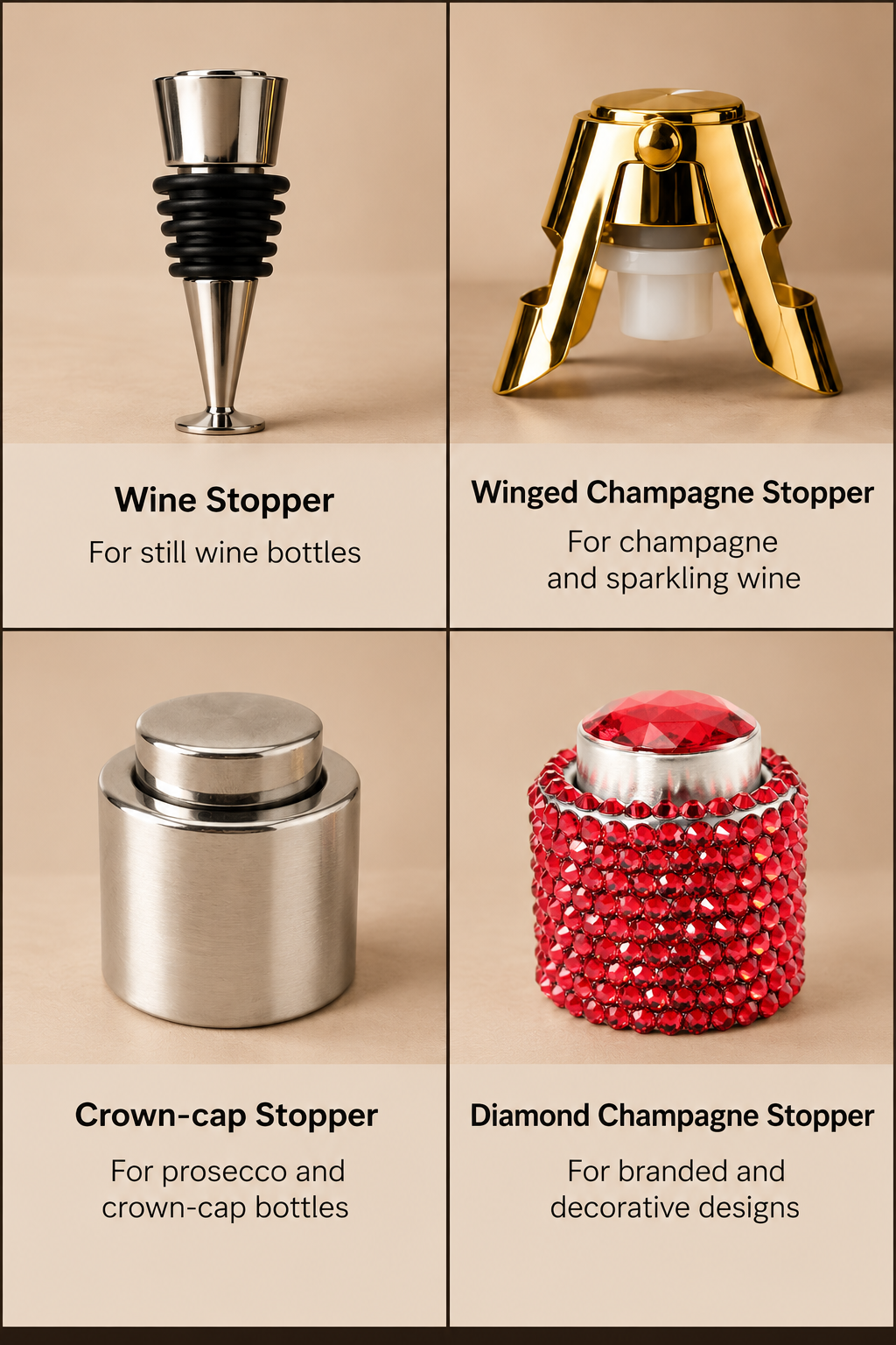 august brand goods wine stopper four item