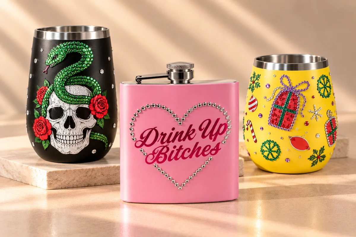 august brand goods 3D colorful printing and rhinestone